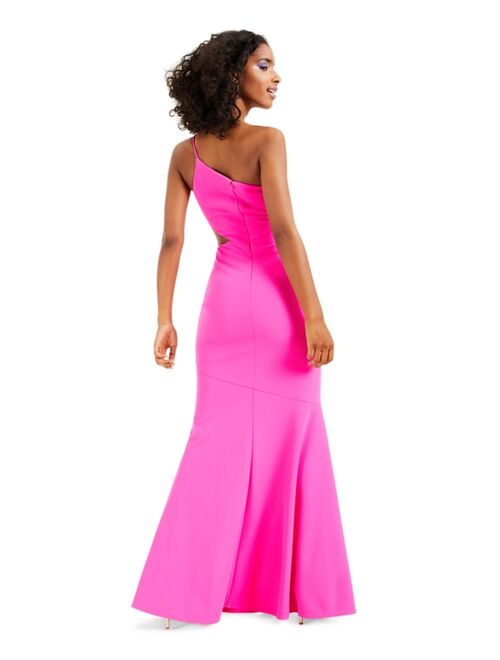 Betsy & Adam One-Shoulder Side-Cutout Gown