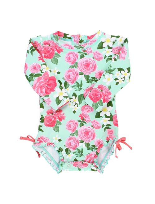 RuffleButts Baby Girls 1-Piece Rash Guard Swimsuit