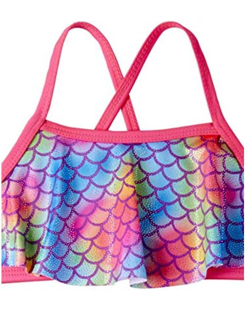 Wonder Nation Toddler Girls Mermaid Print Pink Sizzle 2 Piece Bikini Swimsuit