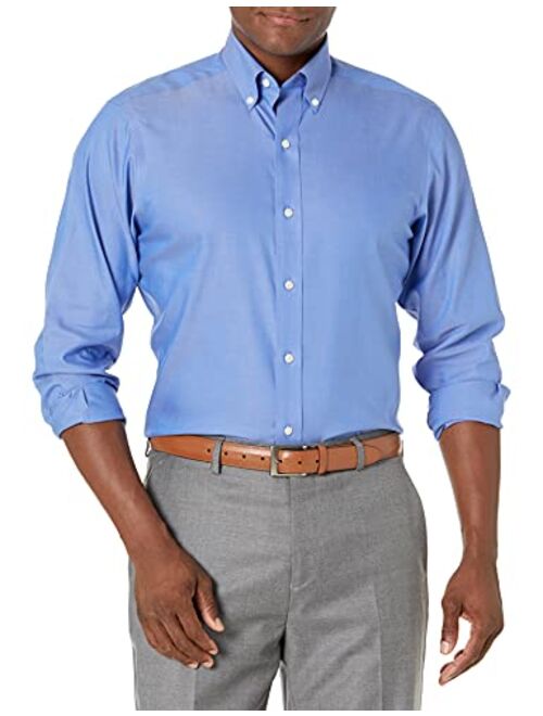 Buttoned Down Men's Standard Classic Fit Button Collar Solid Non-Iron Dress Shirt with No Pocket