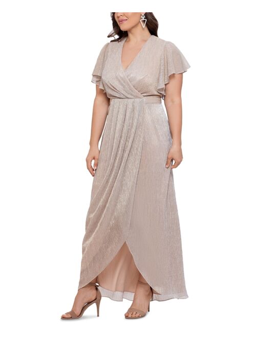 Betsy & Adam Plus Size Metallic Gown