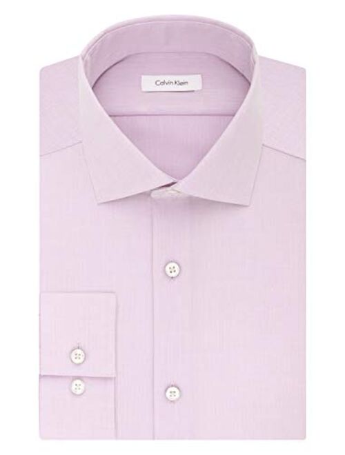 Calvin Klein Men's Dress Shirt Slim Fit Non Iron Herringbone Spread Collar