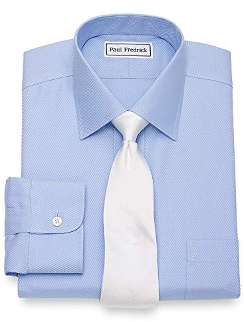 Paul Fredrick Men's Slim Fit Non-Iron Cotton Twill Spread Collar Dress Shirt