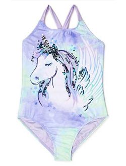 Clothing Girls Unicorn Lavender Sunrise One-Piece Swimsuit