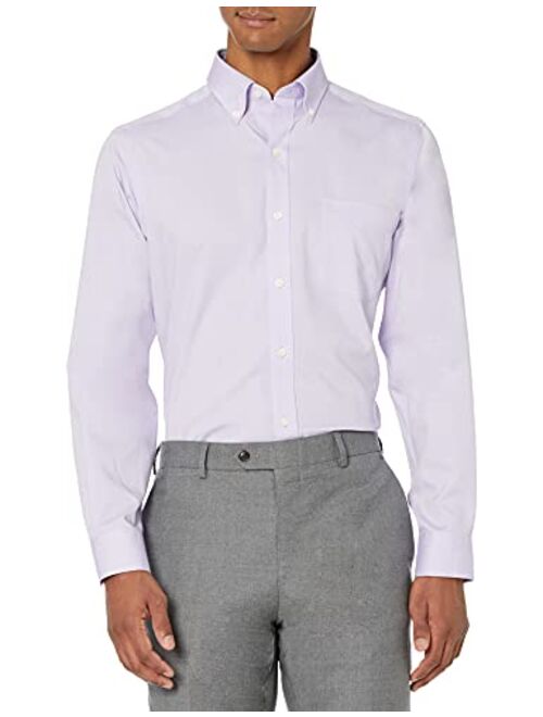 Buttoned Down Men's Tailored-fit Button-Collar Pinpoint Non-Iron Dress Shirt with Pocket