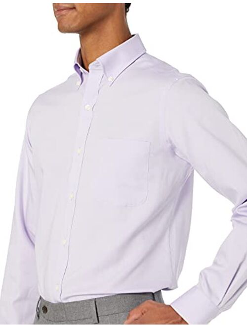 Buttoned Down Men's Tailored-fit Button-Collar Pinpoint Non-Iron Dress Shirt with Pocket