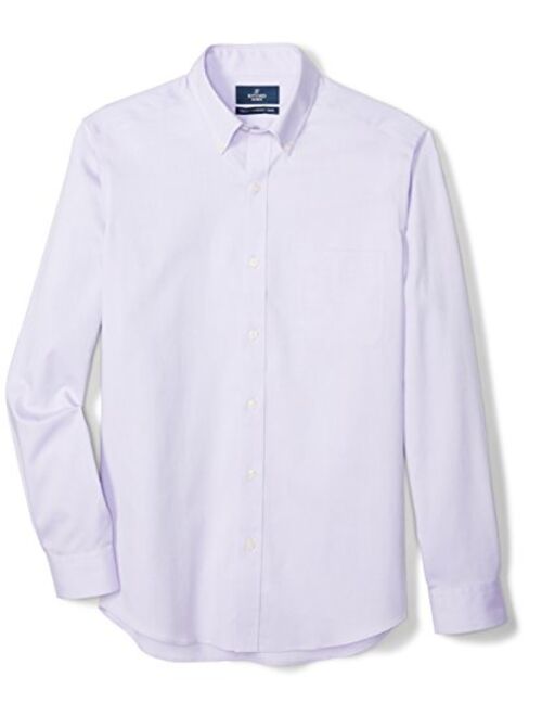 Buttoned Down Men's Tailored-fit Button-Collar Pinpoint Non-Iron Dress Shirt with Pocket