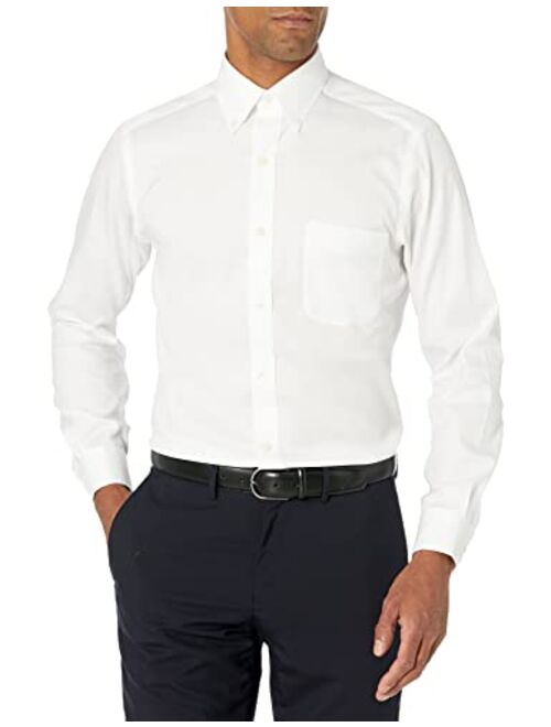 Buttoned Down Men's Tailored-fit Button-Collar Pinpoint Non-Iron Dress Shirt with Pocket