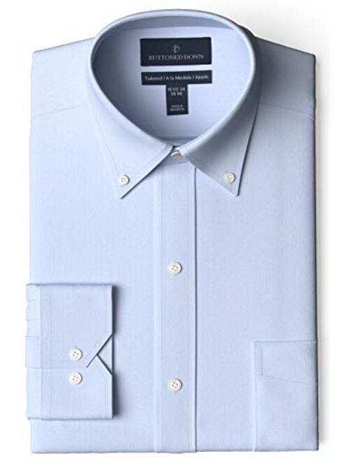 Buttoned Down Men's Tailored-fit Button-Collar Pinpoint Non-Iron Dress Shirt with Pocket