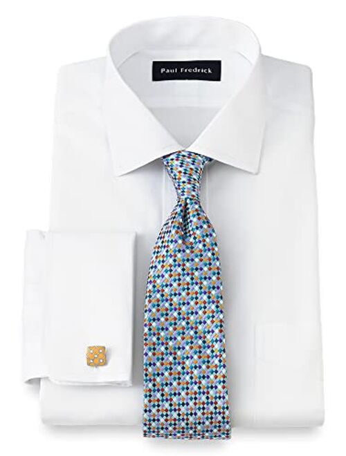 Paul Fredrick Men's Slim Fit Non-Iron Cotton Solid Spread Collar Dress Shirt