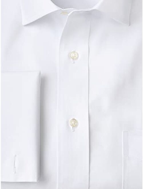 Paul Fredrick Men's Slim Fit Non-Iron Cotton Solid Spread Collar Dress Shirt