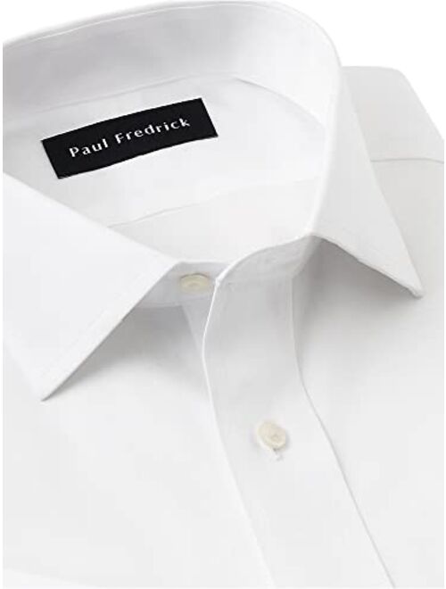 Paul Fredrick Men's Slim Fit Non-Iron Cotton Solid Spread Collar Dress Shirt