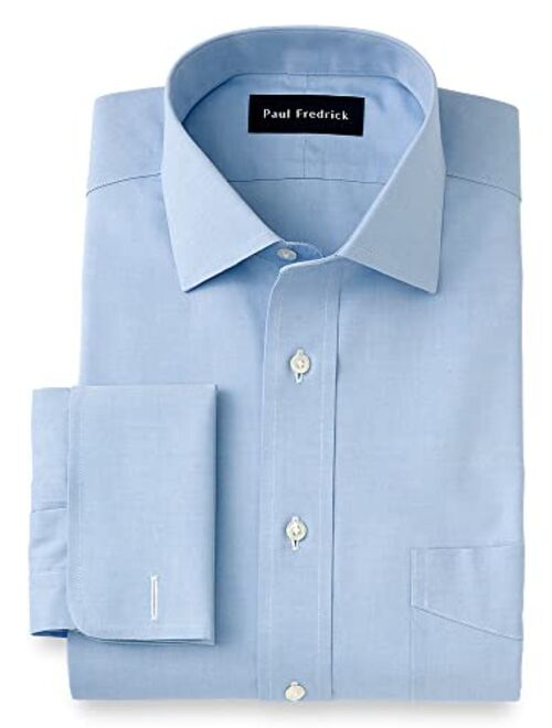 Paul Fredrick Men's Slim Fit Non-Iron Cotton Solid Spread Collar Dress Shirt