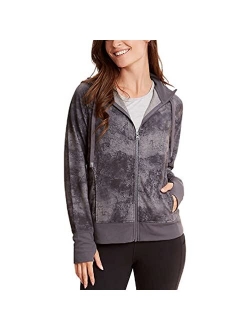 Women's Double Collar Full Zip Hooded Jacket