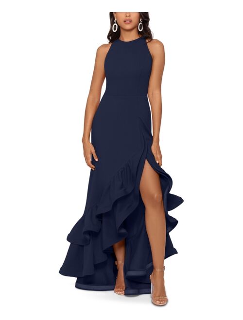 Betsy & Adam Petite Ruffled-Hem Gown