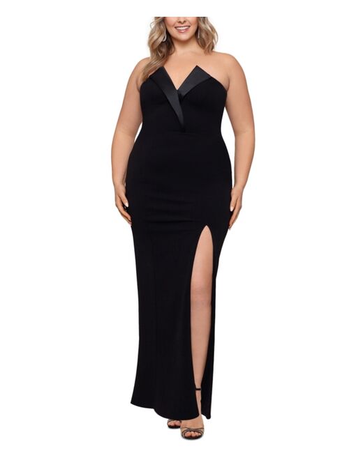 Betsy & Adam Plus Size Strapless Gown