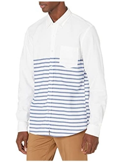 Men's Slim-fit Long Sleeve Stripe Oxford Shirt