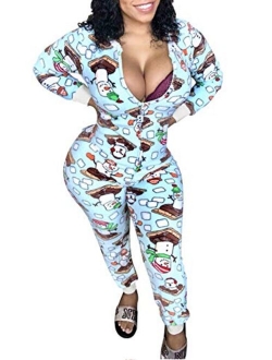 Onancehim Women's Family Ugly One Piece Christmas Pajamas, Adult Funny Print Onesie Sleepwear Jumpsuit Rompers