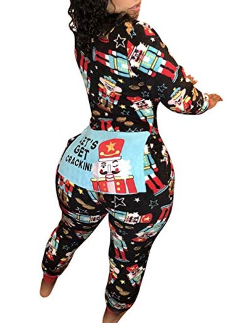 Onancehim Women's Family Ugly One Piece Christmas Pajamas, Adult Funny Print Onesie Sleepwear Jumpsuit Rompers