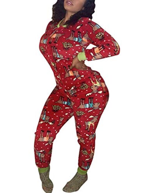 Onancehim Women's Family Ugly One Piece Christmas Pajamas, Adult Funny Print Onesie Sleepwear Jumpsuit Rompers