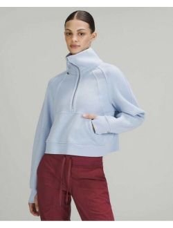 Quarter Zip Scuba Over-sized Funnel Neck- Blue Linen- M/L