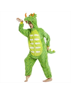 Hommelife Unisex Adult Triceratops Dinosaur Cartoon One Piece Pajamas Animal Sleepwear Halloween Christmas Cosplay Costume