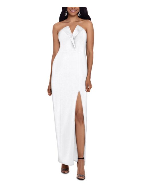 Betsy & Adam Strapless Tuxedo Gown