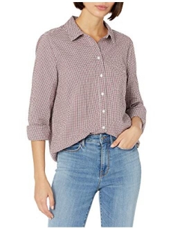 Amazon Brand - Goodthreads Women's Seersucker Long Sleeve Button Front Tunic Shirt