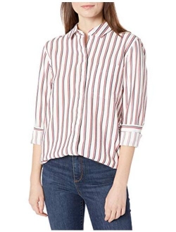 Amazon Brand - Goodthreads Women's Seersucker Long Sleeve Button Front Tunic Shirt