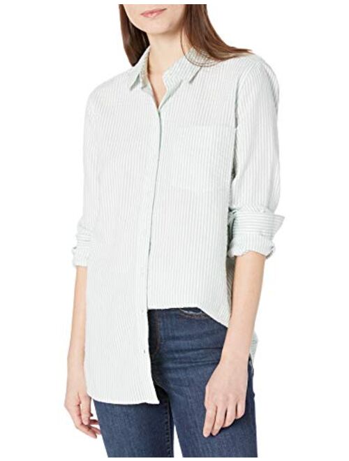 Amazon Brand - Goodthreads Women's Seersucker Long Sleeve Button Front Tunic Shirt