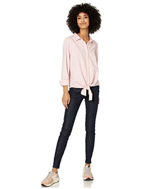 Goodthreads Women's Brushed Twill Tie-Front Shirt