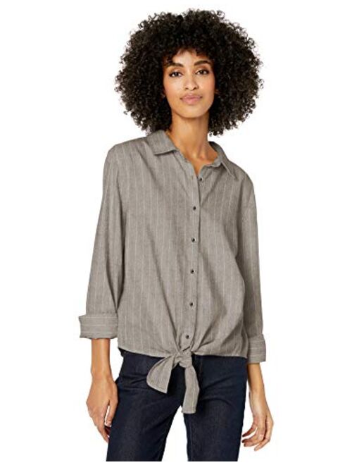 Goodthreads Women's Brushed Twill Tie-Front Shirt