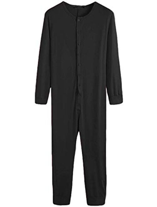 WSSCKT Men's Long Sleeve Union Suits Underwear Onesies for Men