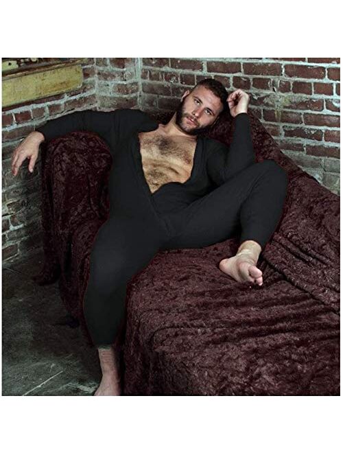 WSSCKT Men's Long Sleeve Union Suits Underwear Onesies for Men