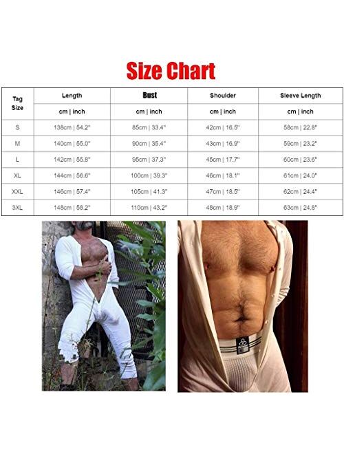 WSSCKT Men's Long Sleeve Union Suits Underwear Onesies for Men