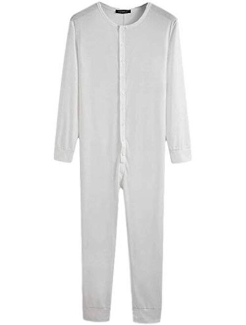 WSSCKT Men's Long Sleeve Union Suits Underwear Onesies for Men