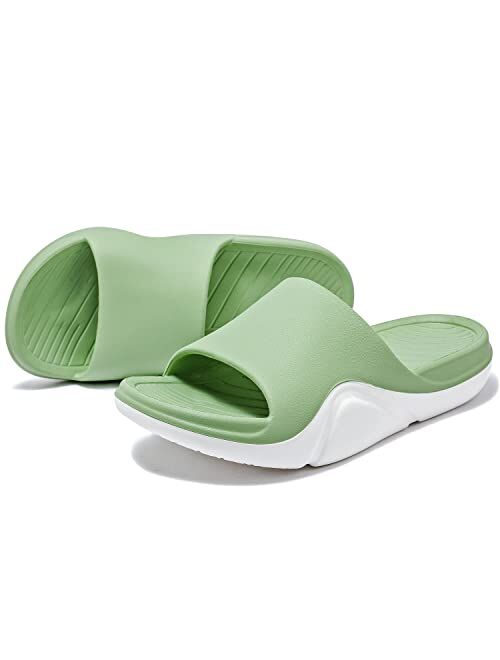 Ataiwee Women's Wide Width Slide Sandals - Beach Pool Sport Recovery Thick Cushioned Shoes.