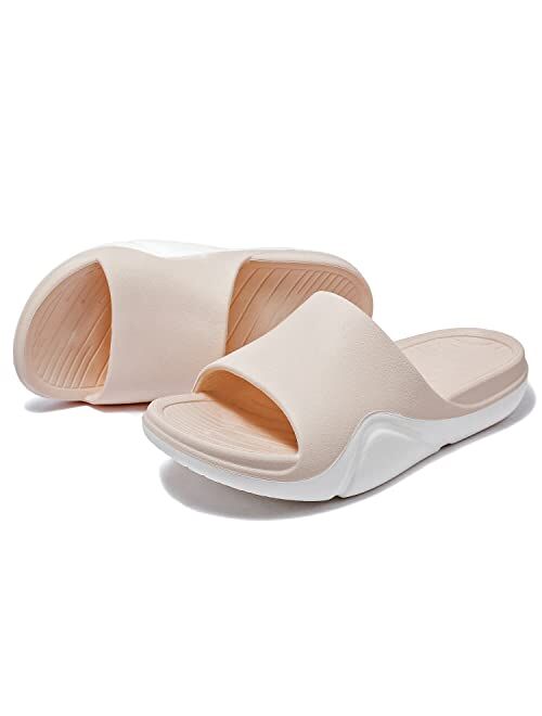 Ataiwee Women's Wide Width Slide Sandals - Beach Pool Sport Recovery Thick Cushioned Shoes.