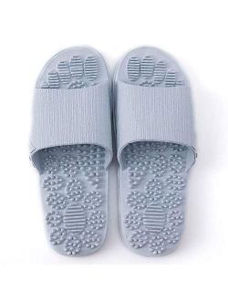 V-Shine Acupressure Massage Slippers Therapeutic Reflexology Sandals for Foot Acupoint Massage Shiatsu Arch Pain Relief Non-Slip Massage Shoes for Bath Shower (Dark Blue,