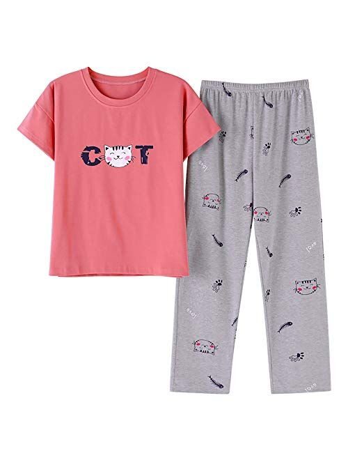 Jashe Panda Pajamas for Girls Size 2T-16 Toddler Little Kids Short Sleeve & Pants Clothes Set PJ Pal Sleepwear