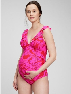 Maternity Recycled Ruffled V-Neck One-Piece Suit