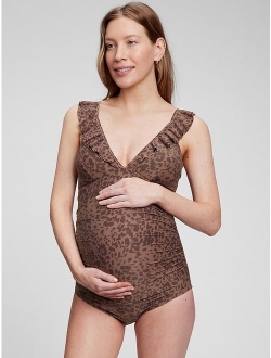 Maternity Recycled Ruffled V-Neck One-Piece Suit