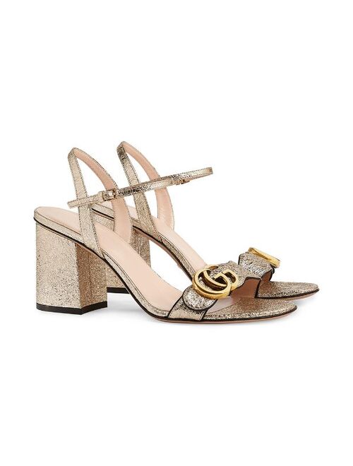 Gucci Metallic laminate leather mid-heel sandal