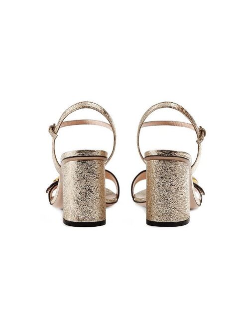 Gucci Metallic laminate leather mid-heel sandal