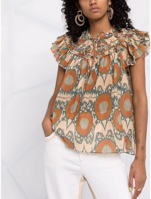 Ulla Johnson patterned ruffled top