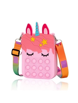 Civan Small Pop Purse, Pop Bag with Unicorn Pop Toy, Shoulder Bag Fidget Toys Pop Fidget Backpack