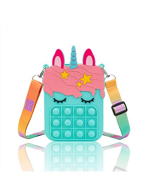 Civan Small Pop Purse, Pop Bag with Unicorn Pop Toy, Shoulder Bag Fidget Toys Pop Fidget Backpack