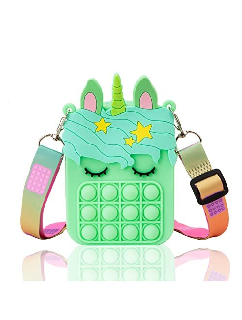 Civan Small Pop Purse, Pop Bag with Unicorn Pop Toy, Shoulder Bag Fidget Toys Pop Fidget Backpack