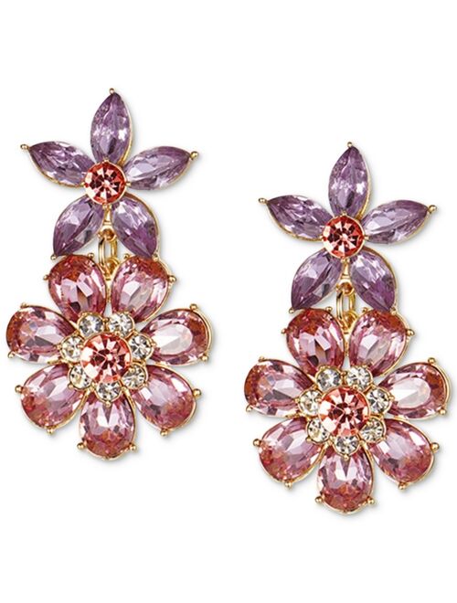 Charter Club Gold-Tone Multi-Crystal Flower Drop Earrings, Created for Macy's