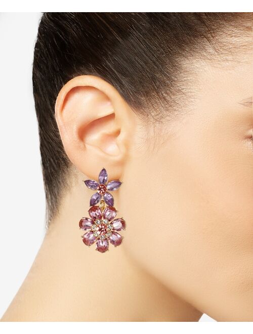 Charter Club Gold-Tone Multi-Crystal Flower Drop Earrings, Created for Macy's